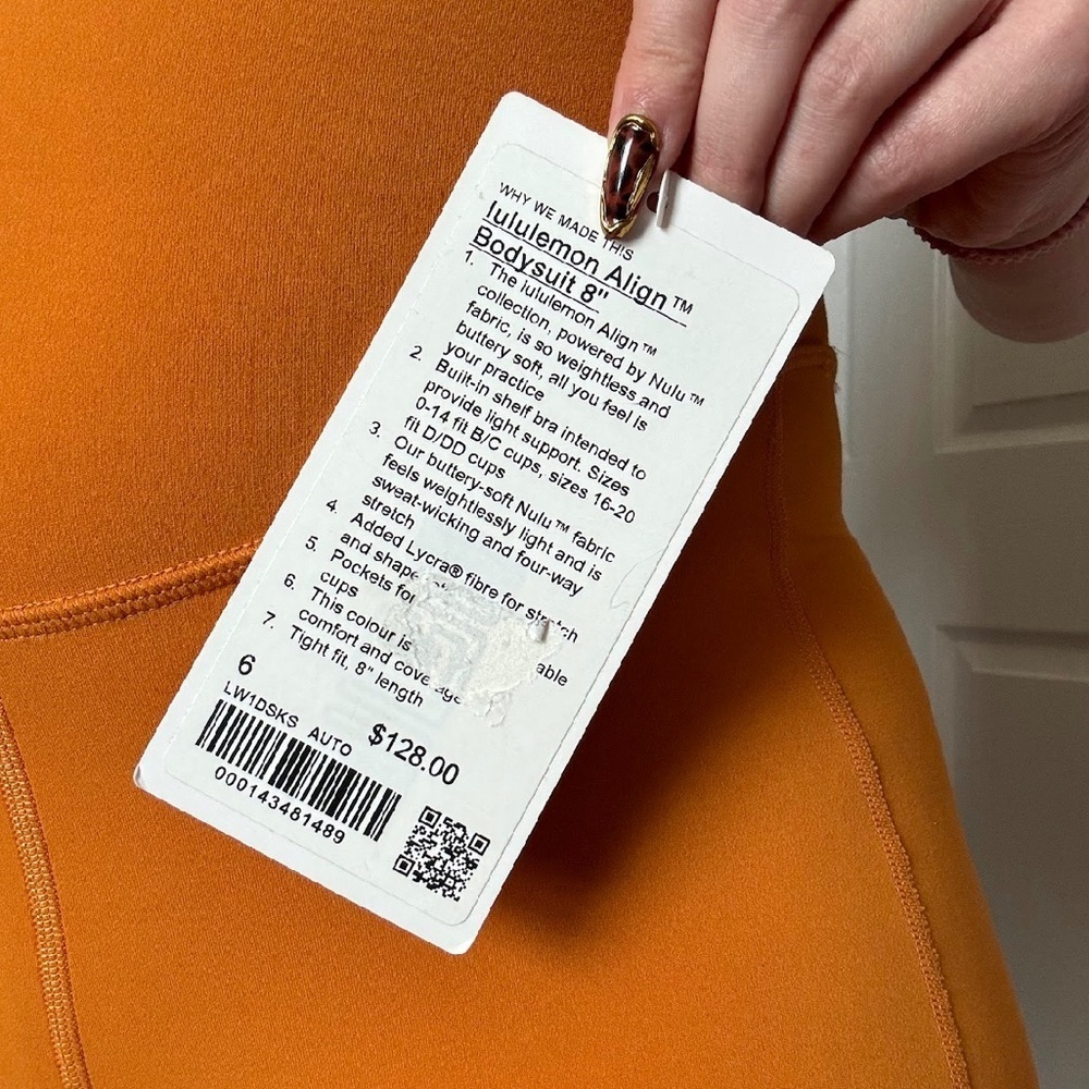 NWT LULULEMON ORANGE ALIGN BODYSUIT SMALL - Picture 4 of 4